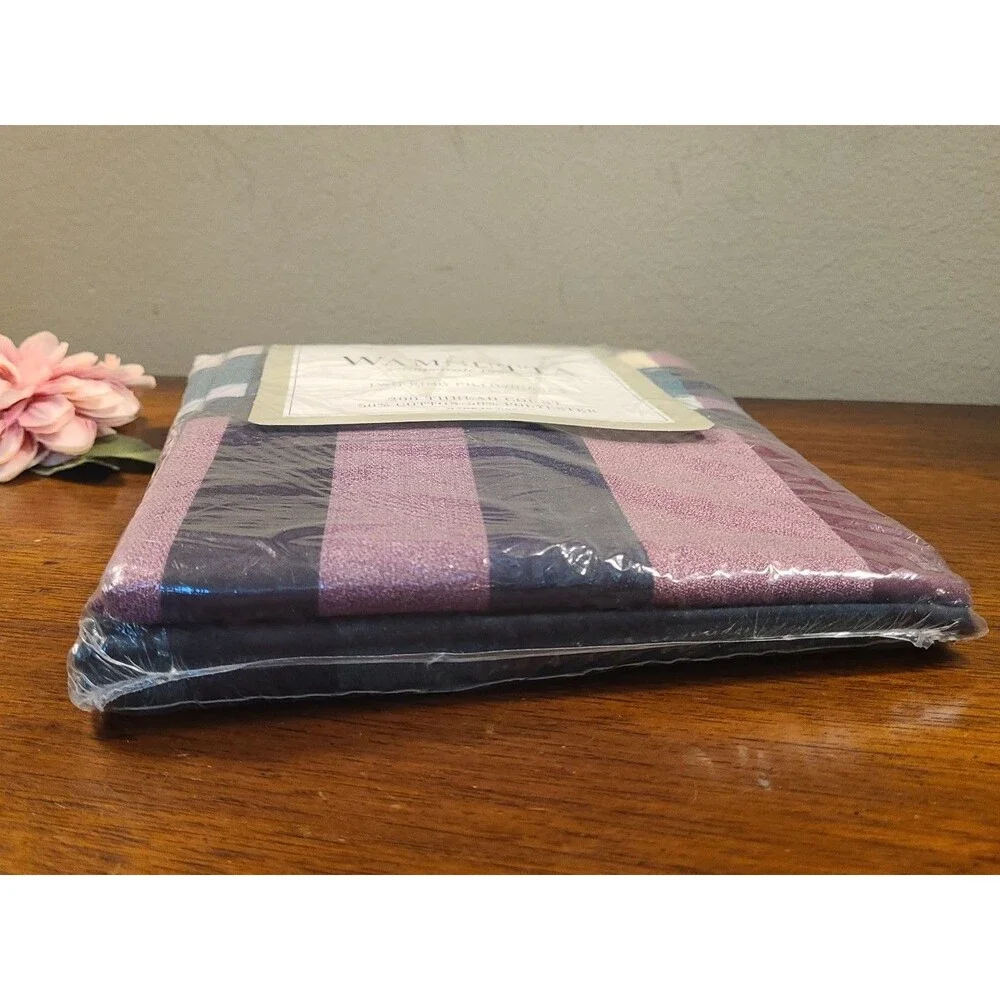 2 Wamsutta Supercale Plus King Pillowcases Tyler Plaid Hunter Green USA SEALED